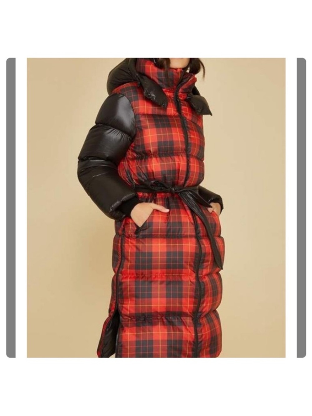 Mackage Haiko Plaid Long Down Coat - Picture 3 of 4